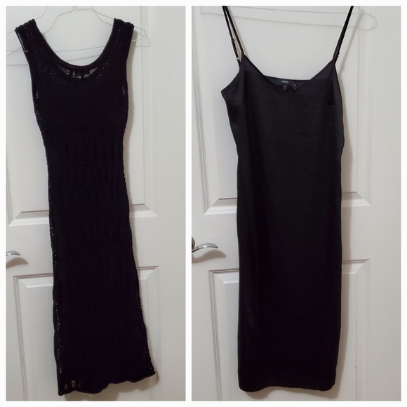 Theory Black Open Knit Dress With Removable Slip Dress - Picture 3 of 9